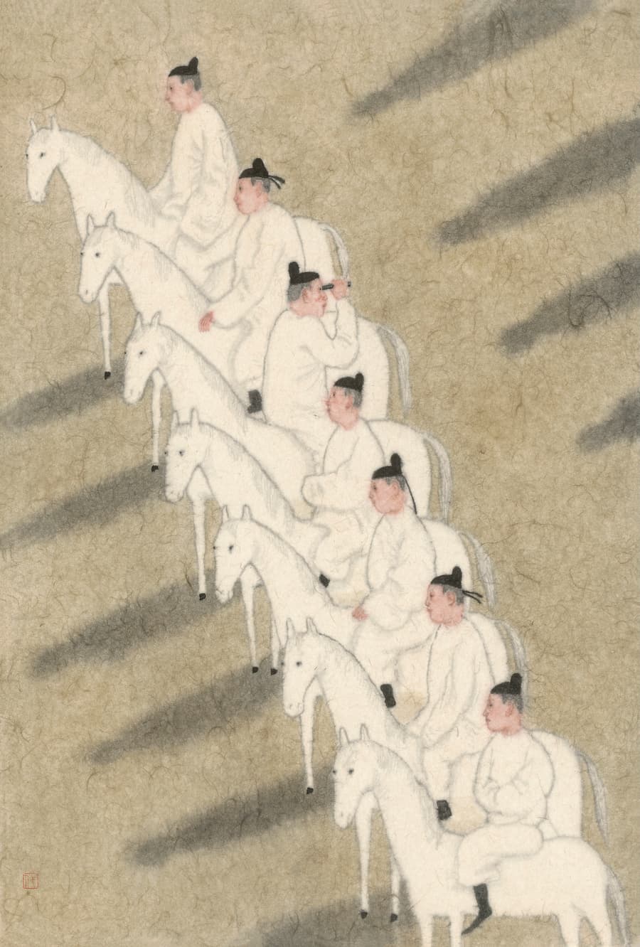 代英倫, 人群-回首, 68x45cm, 紙本設色, 2025(1)